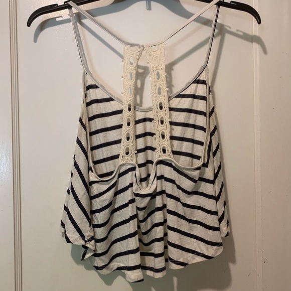 Navy/ cream striped crop top - Picture 2 of 2